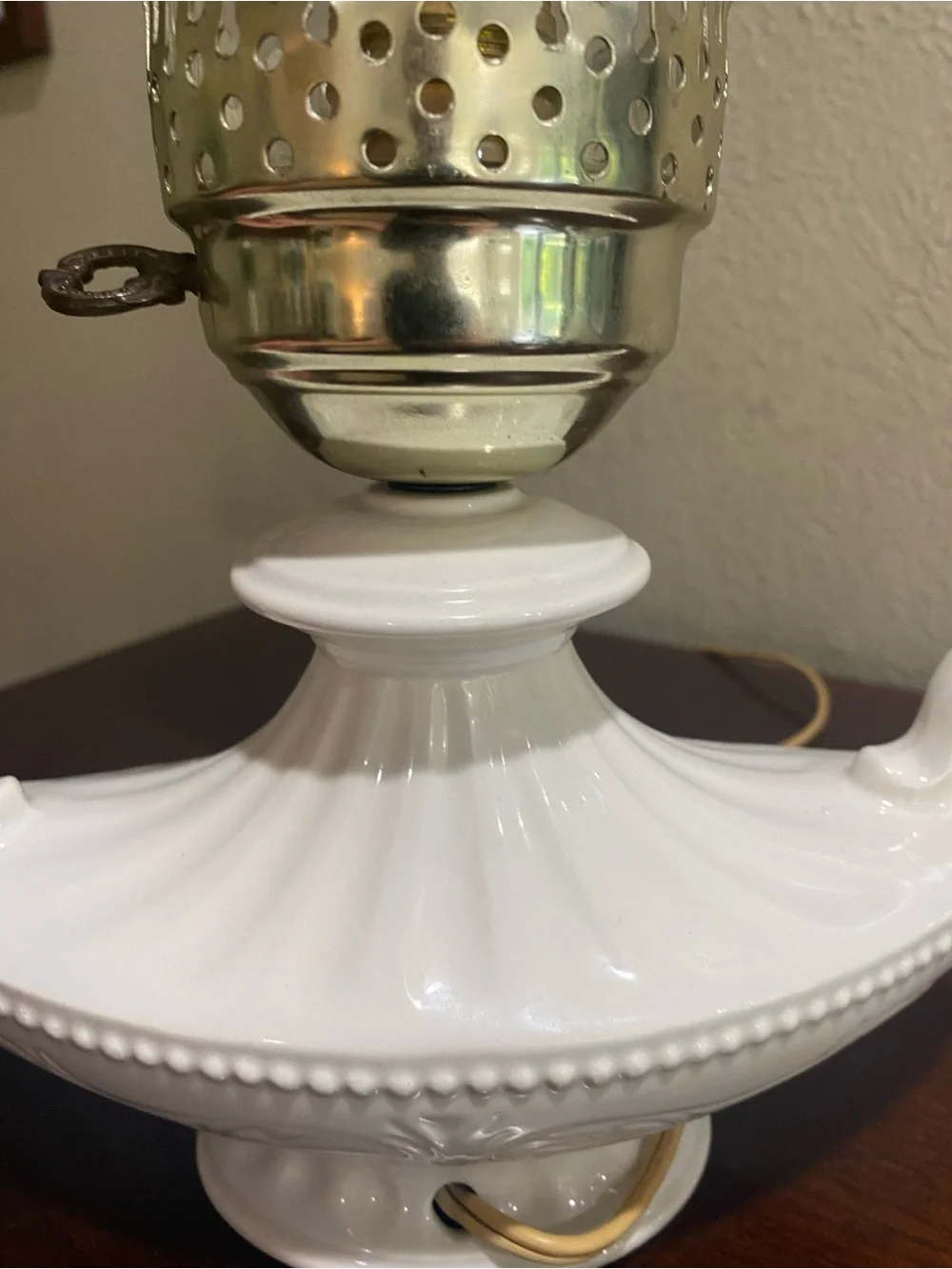 Vintage, Milk Glass Electric Hurricane Lamp, Wide Handled Base and Glass Chimney